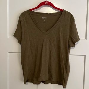 Madewell M Whisper Cotton V-Neck Tee Olive/Green